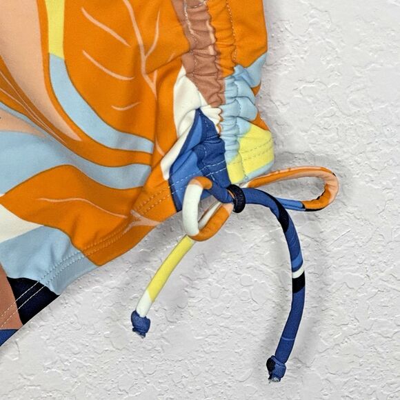 Kona Sol Twist Front Floral Print Shirred Med Coverage One Piece Swimsuit NEW! - Picture 9 of 16